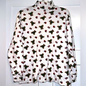 Vtg The Eagle’s Eye teacher teddy bear print turtleneck shirt Large
